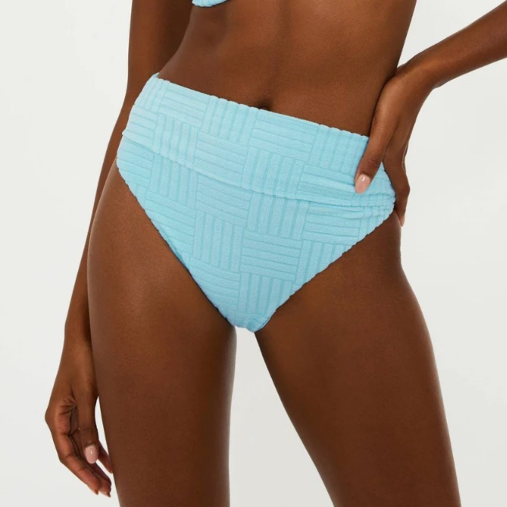 Beach Riot Sky Blue Textured Bikini Bottom